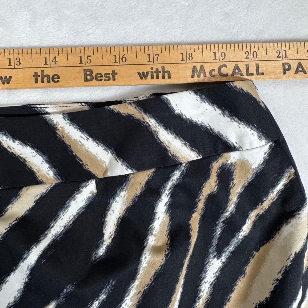 Talbots Pencil Skirt Womens 20W Black Tan Zebra Animal Print Career Mob Wife - Picture 6 of 7